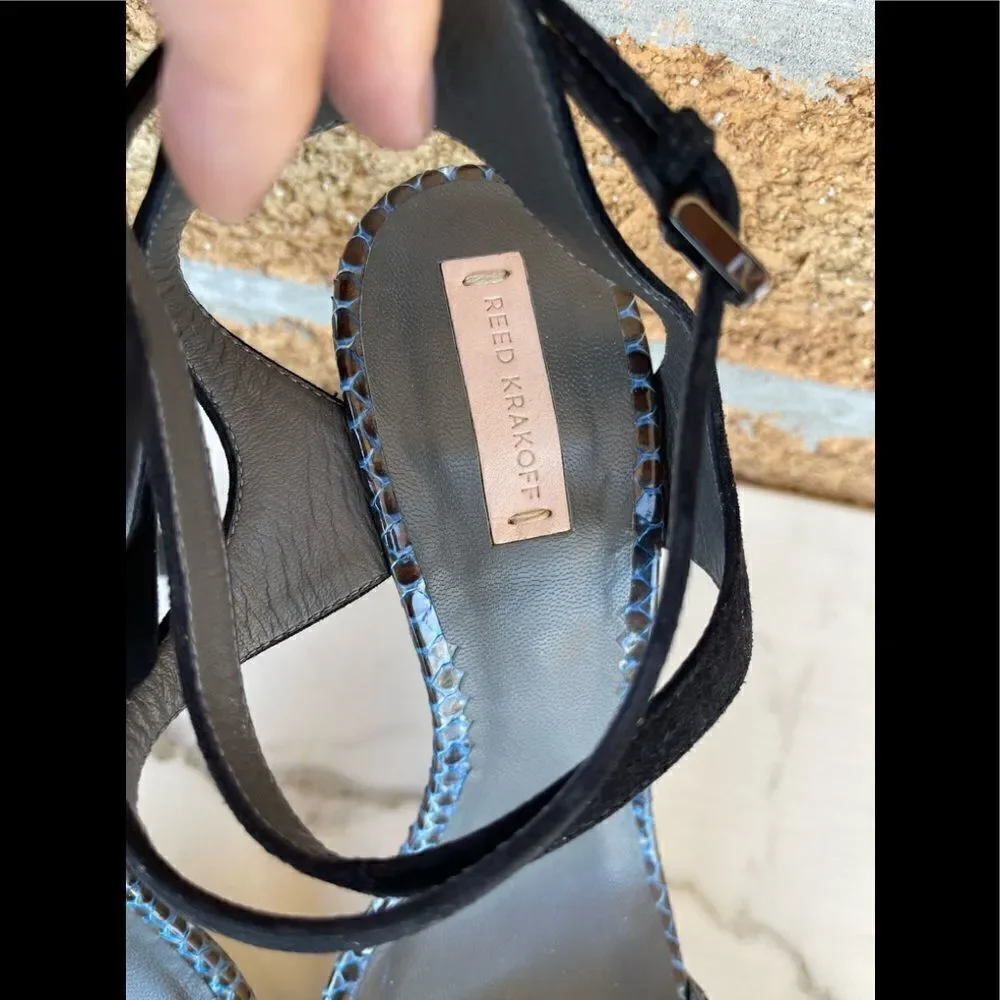 Reed Krakoff Snake and Suede Harness Sandal 391/2
